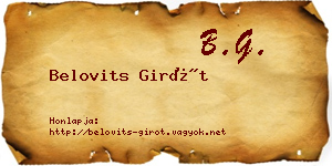 Belovits Girót névjegykártya
